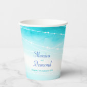 Gobelets En Papier Plage bleu marine Laver abstrait tasses de mariage (Recto)