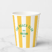 Gobelets En Papier Plage Club Crest Cabana Jaune Striogramme (Verso)