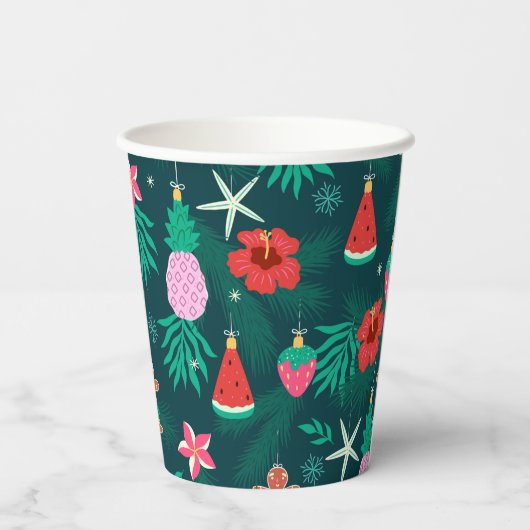 Gobelets En Papier Plage d'été Tropical Fêtes de Noël Nouvel An (Verso)