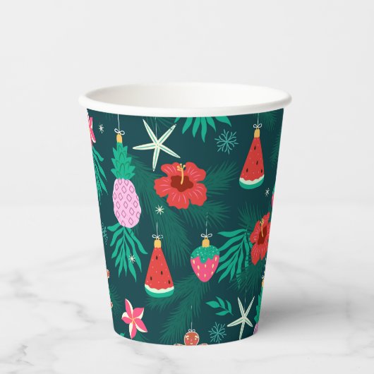 Gobelets En Papier Plage d'été Tropical Fêtes de Noël Nouvel An (Recto)