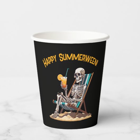 Gobelets En Papier Plage Lounge Squelette Halloween (Verso)