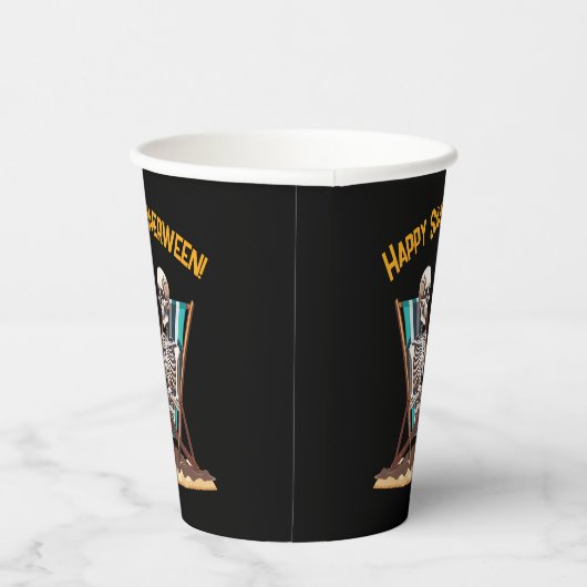 Gobelets En Papier Plage Lounge Squelette Halloween (Droite)