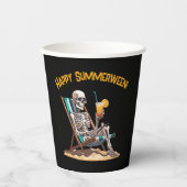 Gobelets En Papier Plage Lounge Squelette Halloween (Recto)