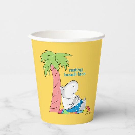 Gobelets En Papier PLAGE REPOS FACE Bouton ventre Hippo Boynton Pape (Recto)