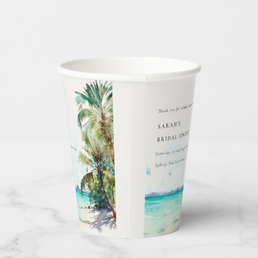 Gobelets En Papier Plage tropicale aquarelle Palm Trees Fête des mari (Droite)