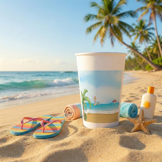 Gobelets En Papier Plage tropicale Plage amusante Été Océan