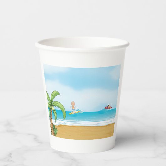 Gobelets En Papier Plage tropicale Plage amusante Été Océan (Recto)