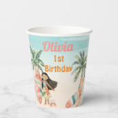 Gobelets En Papier Plage tropicale Surf d'été Mer 1er anniversaire fi (Verso)