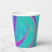 Gobelets En Papier Plage turquoise et violette de Starfish (Recto)