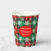 Gobelets En Papier Plaid Et Snowflakes Noël Motif 1 Avec Texte (Verso)