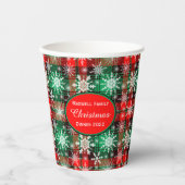 Gobelets En Papier Plaid Et Snowflakes Noël Motif 1 Avec Texte (Recto)