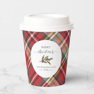 Gobelets En Papier Plaid Red Check Rustique Joyeux Noël Ferme