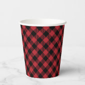 Gobelets En Papier Plaid simple de Buffalo noir et rouge (Verso)