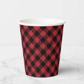 Gobelets En Papier Plaid simple de Buffalo noir et rouge (Recto)