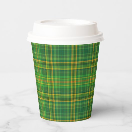 Gobelets En Papier Plaid vert foncé (Recto)