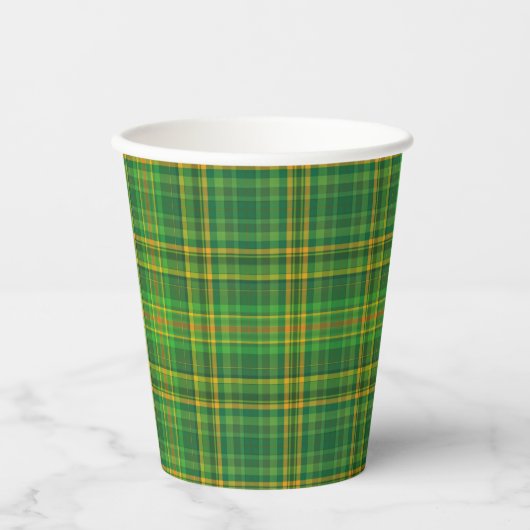 Gobelets En Papier Plaid vert foncé (Recto)