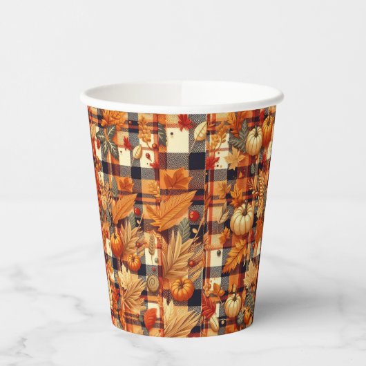 Gobelets En Papier Plaids d'automne citrouille Maple Feuille (Gauche)