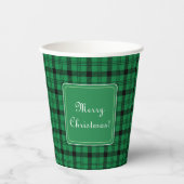 Gobelets En Papier Plaids doux vert et noir Joyeux Noël (Recto)