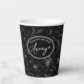 Gobelets En Papier Plan floral esquissé Motif gris/noir ID939 (Recto)