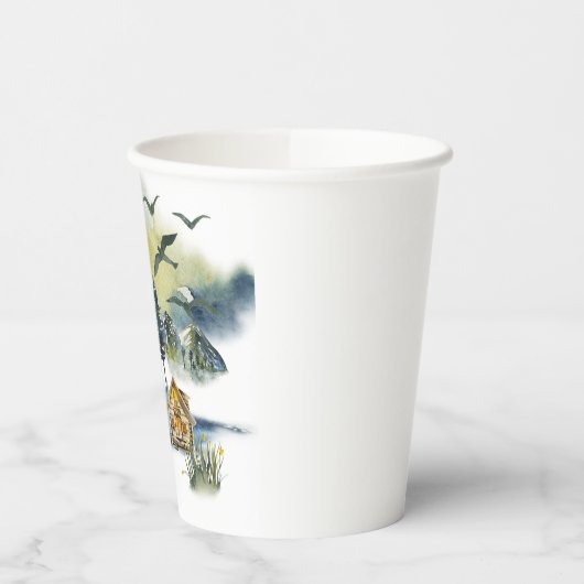 Gobelets En Papier Plan forestier de l'aquarelle (Gauche)