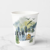 Gobelets En Papier Plan forestier de l'aquarelle (Recto)