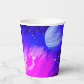 Gobelets En Papier Planètes de l'espace extérieur rose fille premier  (Verso)