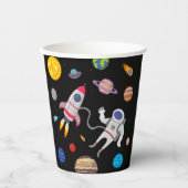 Gobelets En Papier Planètes de marche spatiale astronaute spatiale an (Recto)