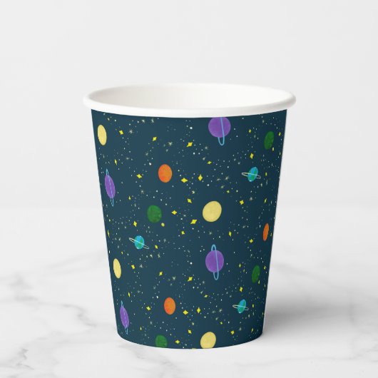 Gobelets En Papier Planètes et étoiles spatiales en Galaxie inconnue (Verso)