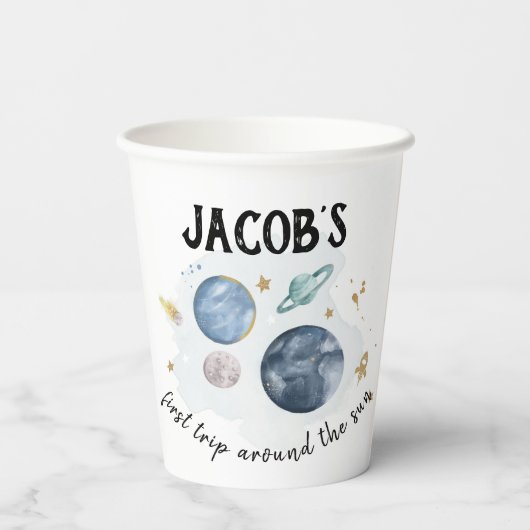 Gobelets En Papier Planètes spatiales Galaxy Premier Voyage Garçon An (Verso)