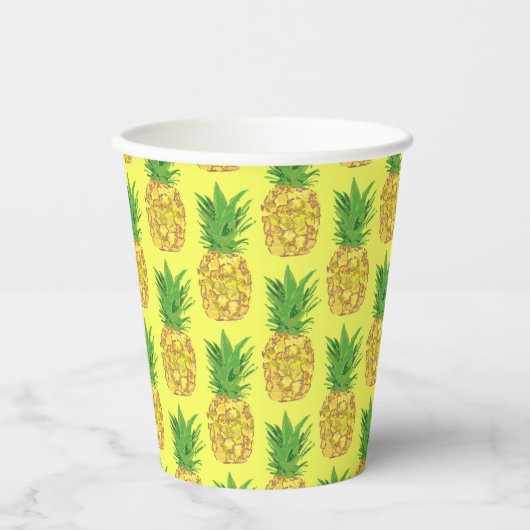Gobelets En Papier Plaque en papier jaune ananas (Recto)