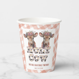 Gobelets En Papier Plaques de Baby shower rustique de Holy Cow Twins
