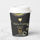 Gobelets En Papier Plaques en papier papillon d'or (Verso)