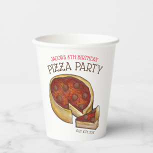 Gobelets En Papier Plat profond Pepperoni Pizza Pie fête d'anniversai