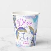 Gobelets En Papier Plongée en cinq filles 5e anniversaire (Verso)