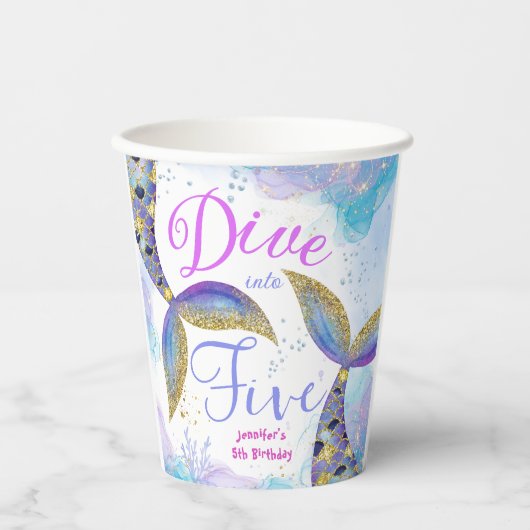 Gobelets En Papier Plongée en cinq filles 5e anniversaire (Recto)