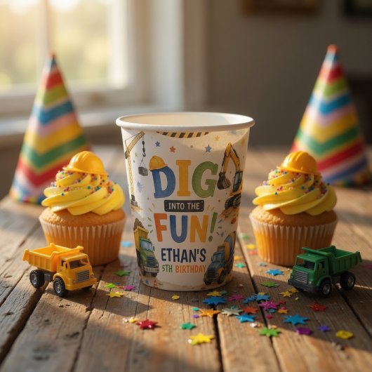 Gobelets En Papier Plongez dans la fête d'anniversaire de constructio