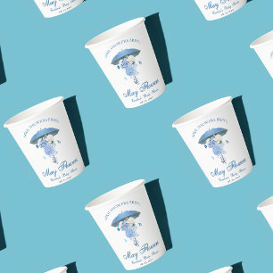 Gobelets En Papier Pluie Bleue d'Avril Amène Bébé Fleur de Mai Shower