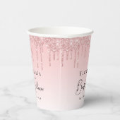 Gobelets En Papier Pluie de paillettes roses pour enterrement de vie  (Droite)