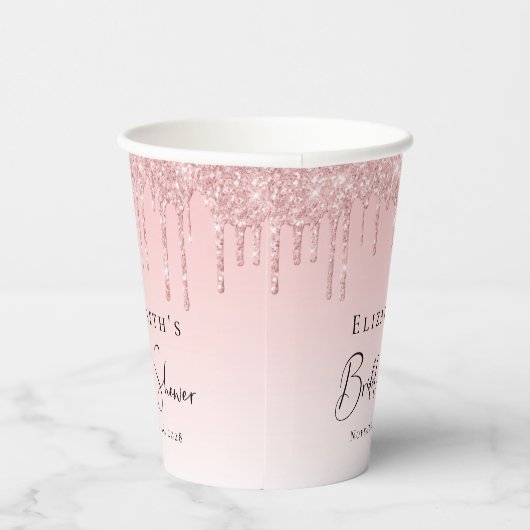 Gobelets En Papier Pluie de paillettes roses pour enterrement de vie  (Droite)