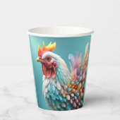 Gobelets En Papier "Plumes de couleur : le poulet arc-en-ciel" (Verso)