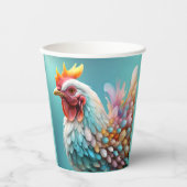 Gobelets En Papier "Plumes de couleur : le poulet arc-en-ciel" (Recto)