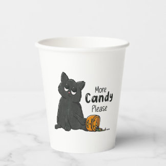 Gobelets En Papier Plus de bonbons s'il vous plaît Halloween Chat Noi