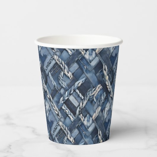 Gobelets En Papier Poche Et Tresses En Denim Distressé Sombre (Verso)