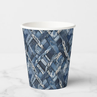 Gobelets En Papier Poche Et Tresses En Denim Distressé Sombre