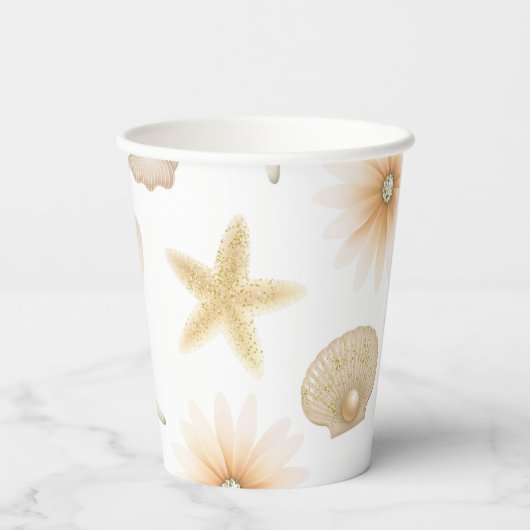 Gobelets En Papier Poche Plage Coquillages & Fleurs Été Papier Chic (Verso)