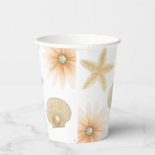 Gobelets En Papier Poche Plage Coquillages & Fleurs Été Papier Chic (Droite)