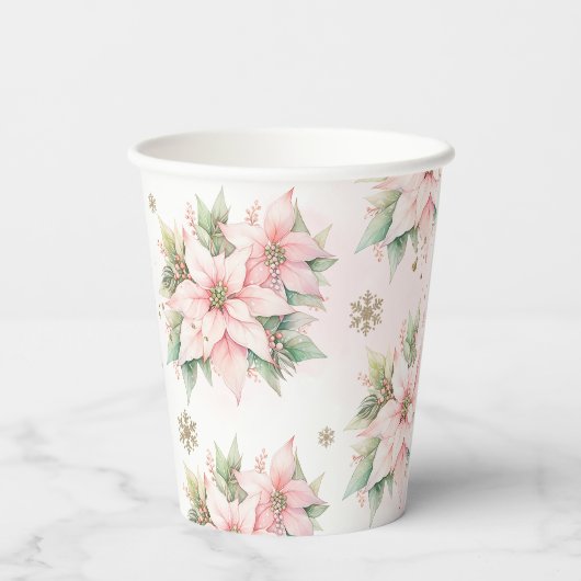 Gobelets En Papier Poinsettia rose hiver Onederland (Verso)