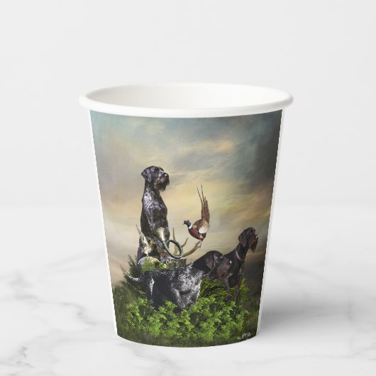 Gobelets En Papier Pointeur À poils durs allemand (Recto)