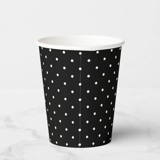Gobelets En Papier Points blancs minuscules sur le noir (Droite)