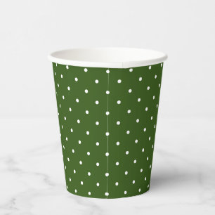 Gobelets En Papier Points blancs minuscules sur vert